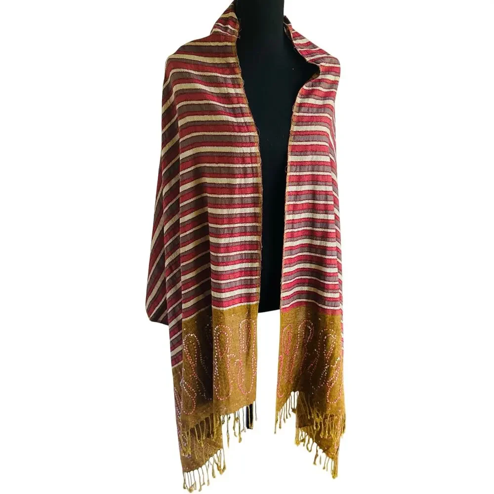 Authentic India Striped Wrap Sequins